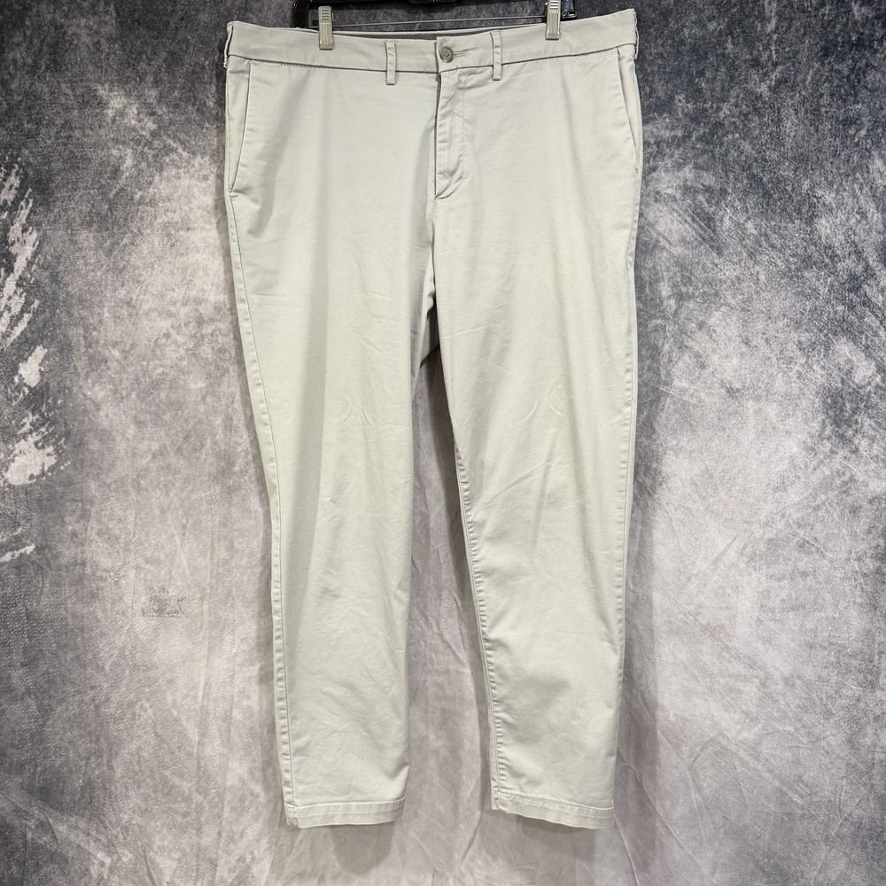 express athletic slim Chino Pants Beige Size 36x32 Preppy Casual Flat Front Pant